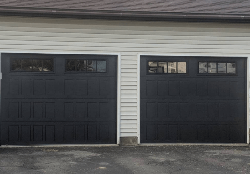 Recessed Panel Black Garage Doors